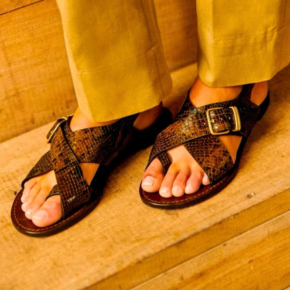 Sezane Shoes - NEW Sezane Judith Low Sandals in Khaki Python 42 11M